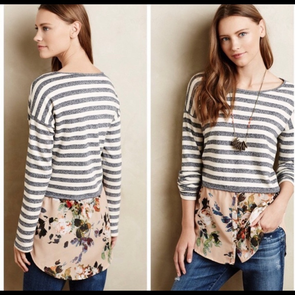 Anthropologie// Postmark Ginny floral striped top